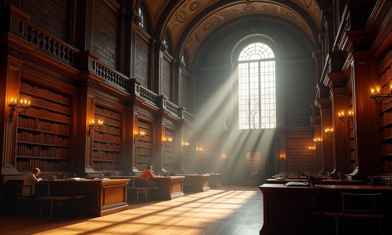 Elegant Parisian library interior, symbolizing knowledge and cultural depth.