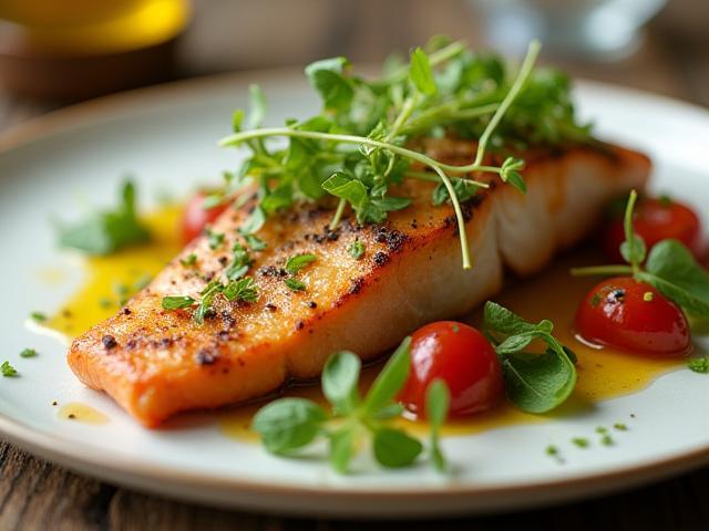 A beautifully plated healthy French meal.